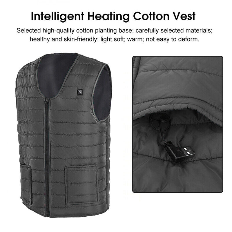 L Electric Vest Heated Jacket USB Thermal Warm Heat Pad Winter Body Warmer Unisex