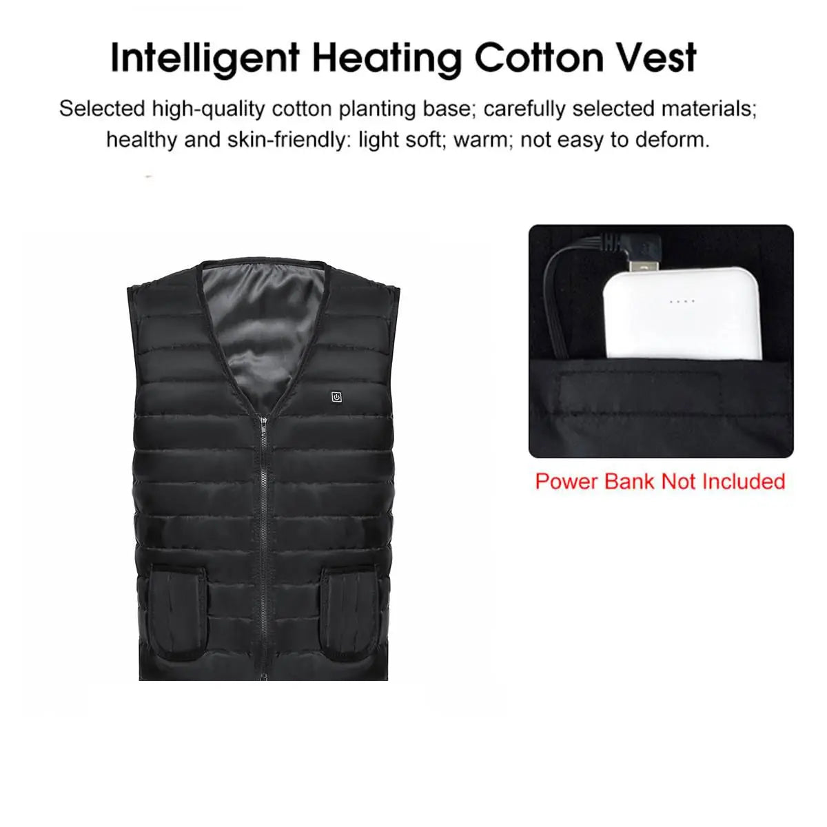 Heated Vest for Men & Women, Smart heated Jacket, Battery Not Included 3XL