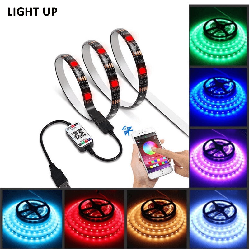 3M RGB LED Strip Lights IP65 Waterproof 5050 300LEDs 12V USB Bluetooth Gift