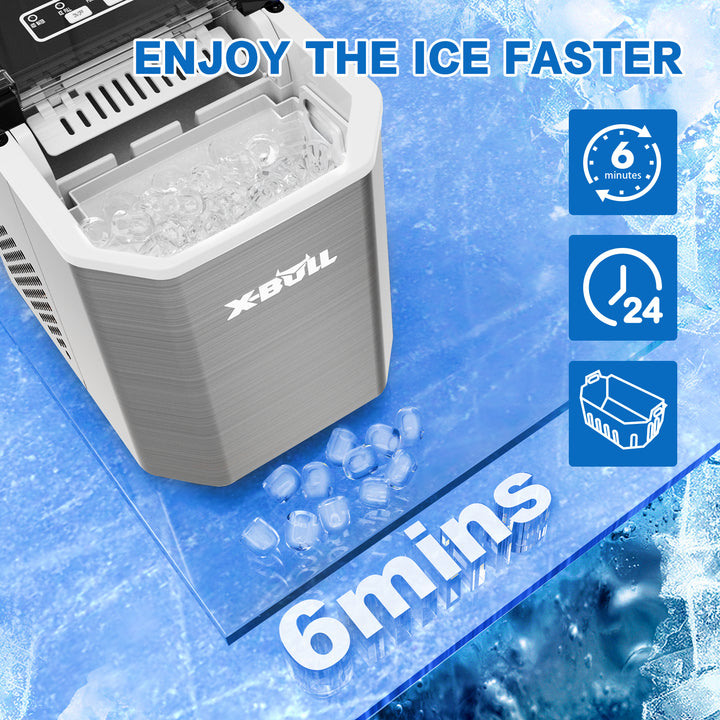 X-BULL Portable Ice Maker Machine Commercial Ice Cube 2.2L Home Bar Benchtop Sliver