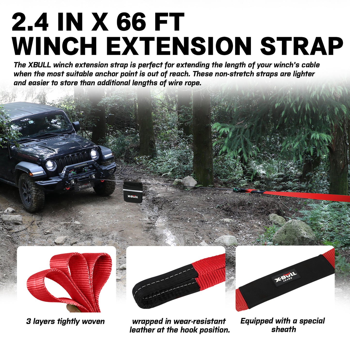 X-BULL 4WD Winch Recovery Kit 12Pcs Recovery Tracks Snatch Strap Soft Shackles Recovery Ring