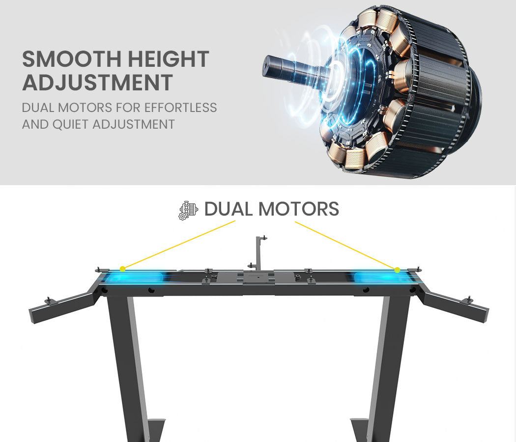 FORTIA 98W x 98W x 48D Dual-Motor 80kg Load Adjustable Electric Sit to Stand Up Corner Desk - Black/Black Frame