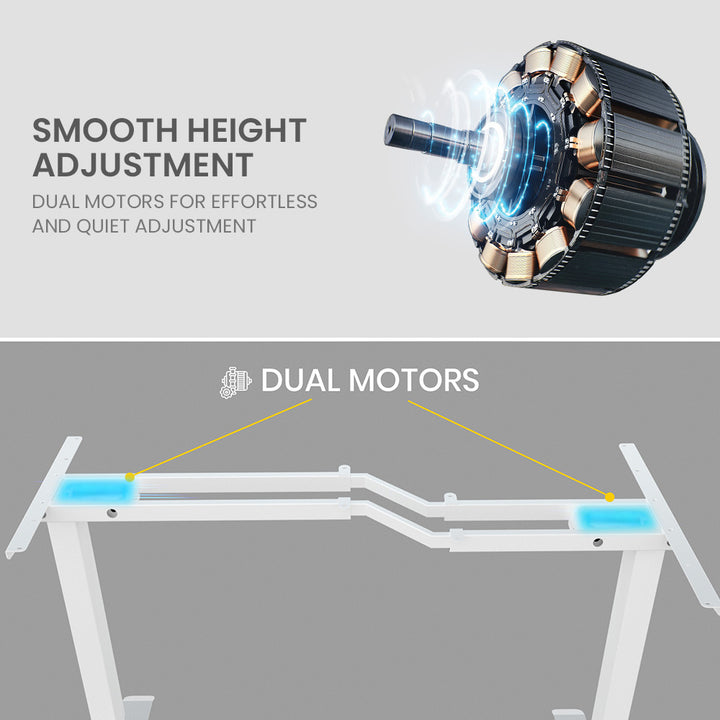 FORTIA 145W x 60D x 85D Dual-Motor 80kg Load Adjustable Sit-Stand Up L-Hand Sided Corner Desk - White/White Frame