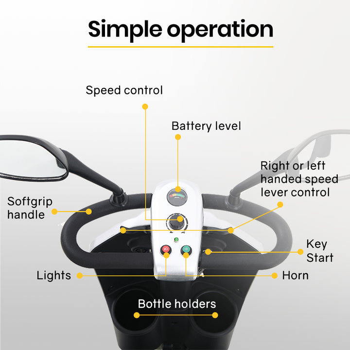 EQUIPMED Electric Mobility Scooter For Elderly Motorized Riding Older Adults Aid Portable E-Scooter