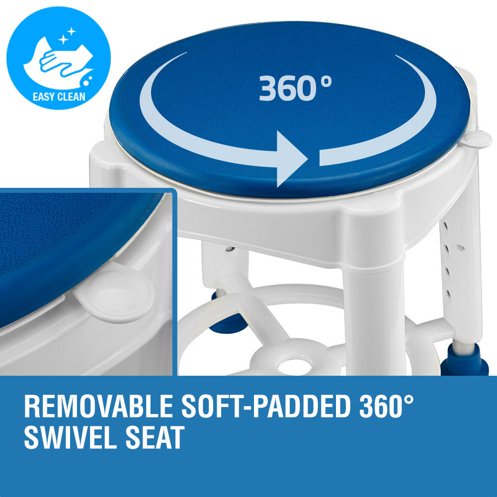 EQUIPMED Adjustable Bath Shower Seat Chair Stool Swivel Rotating Bath Aid