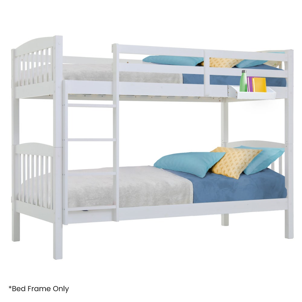 Kingston Slumber Wooden Kids Bunk Bed Frame, with Modular Design that can convert to 2 Single, White