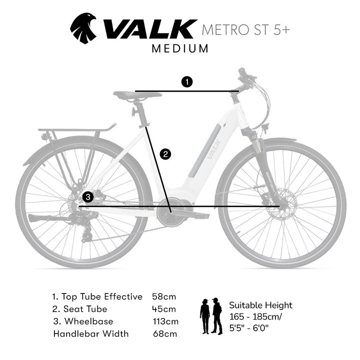 Valk Metro ST 5 + Electric Bike, Mid-Drive, Step-Through, Medium, White