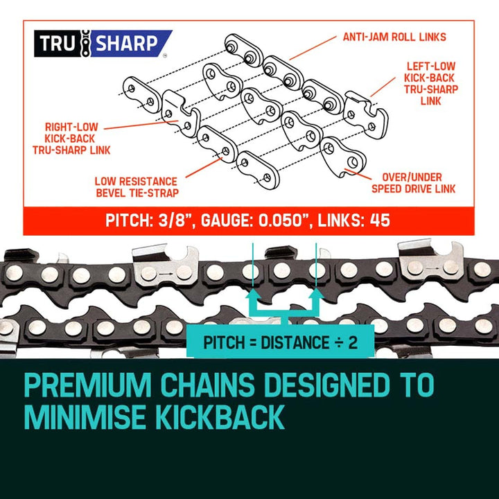 2 x 12 Baumr-AG Chainsaw Chain 12in Bar Spare Part Replacement Suits Pole Saws