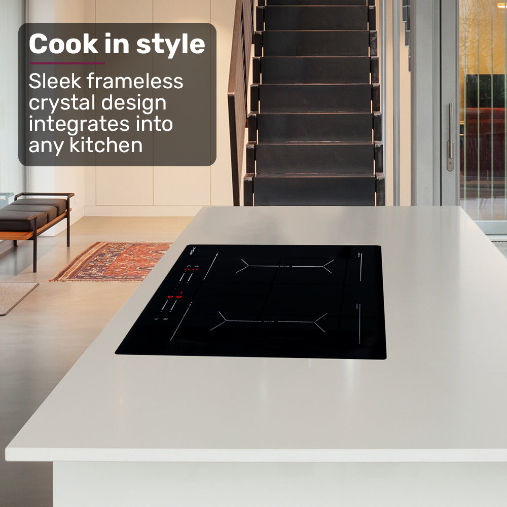 EuroChef 60cm 4 Zone Induction Cooktop, 7200W Electric, Dual Link Bridged Zone Hobs, Touch Controls