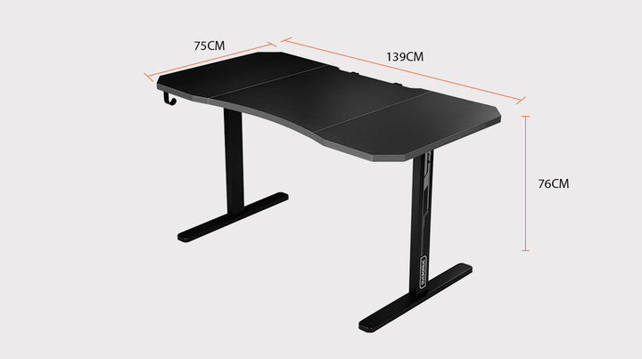 OVERDRIVE Gaming Desk 139cm PC Table Setup Computer Carbon Fiber Style Black