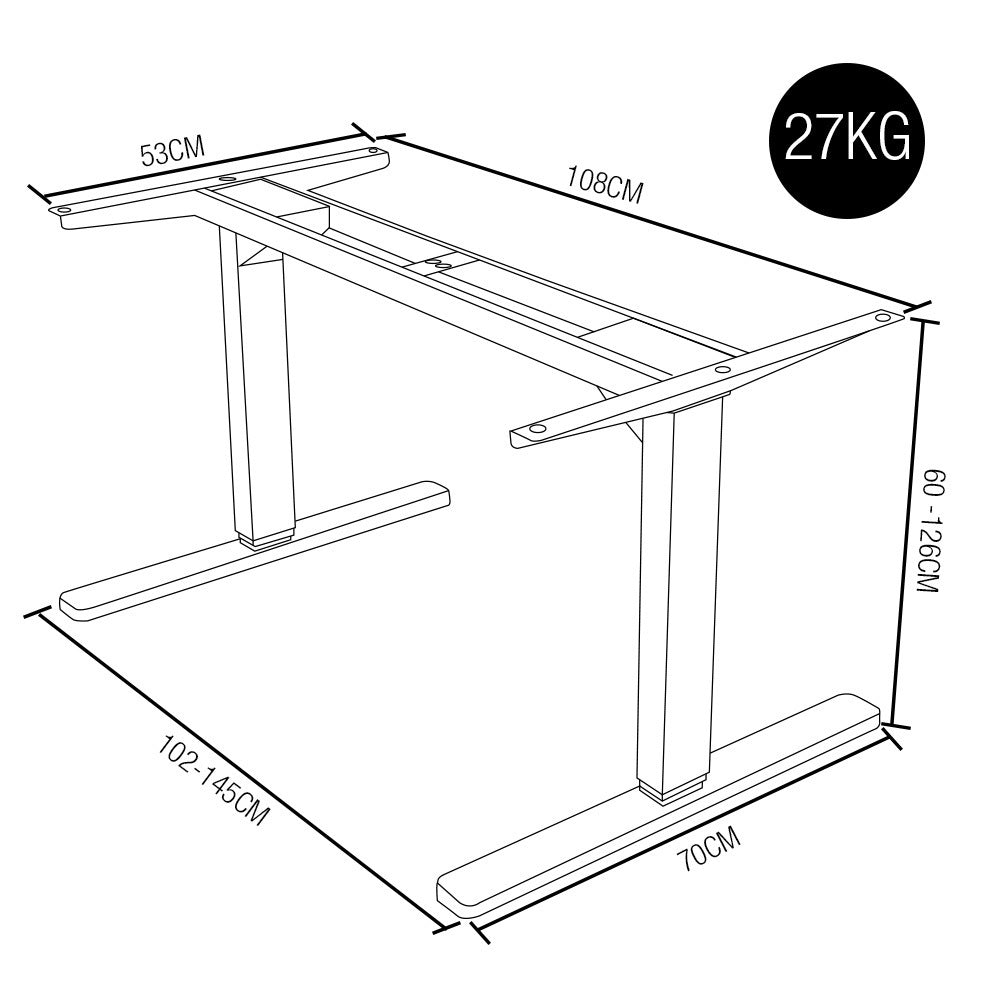 FORTIA Height Adjustable Standing Desk Frame Only - Sit Stand Electric Office WO