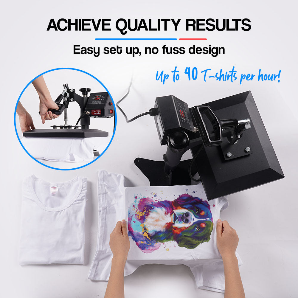 THERMOMATE Heat Press Machine 30x23cm T-Shirt Digital Heat Transfer Swing Away