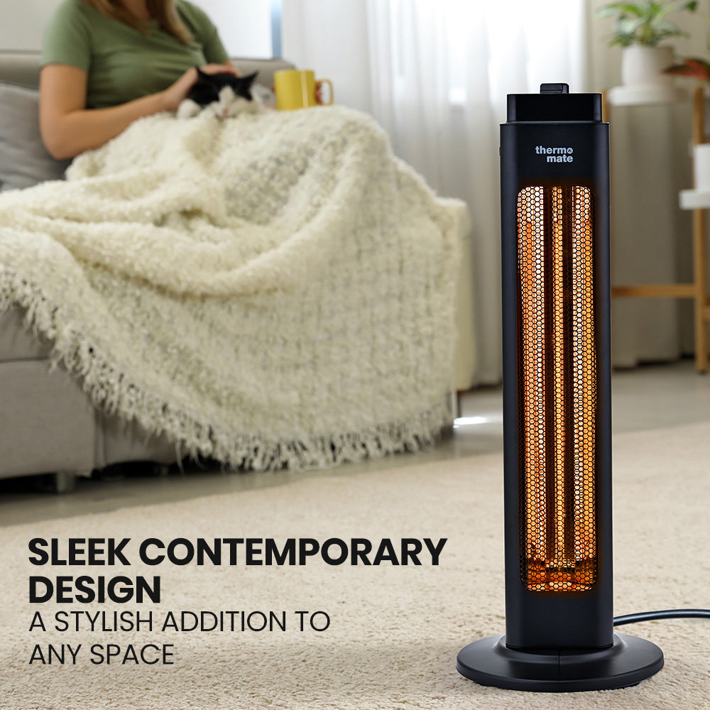 THERMOMATE Electric Heater Indoor or Outdoor, 1200W, 2 Radiant Heat Settings, Oscillating, Safety Tipping Shut Off