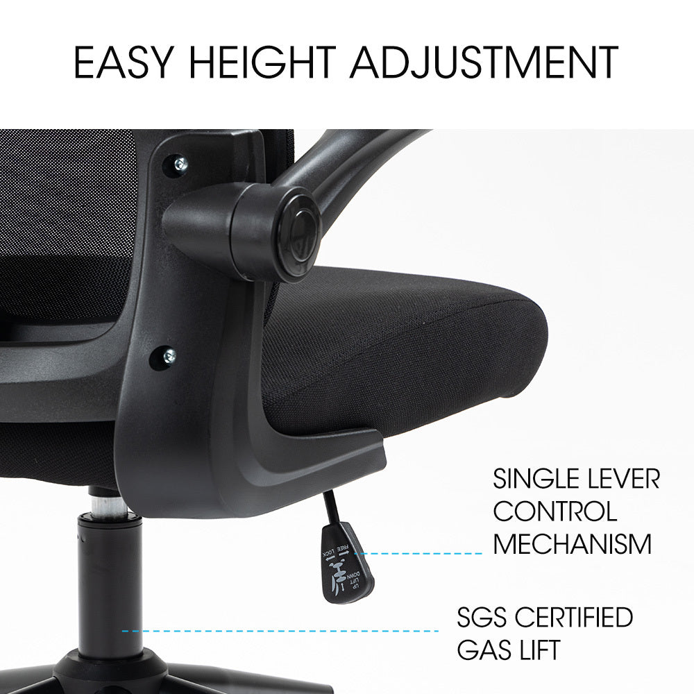 FORTIA Ergonomic Office Desk Chair, Lumbar Support, Mesh Fabric, Adjustable Headrest, Retractable Armrests, Black