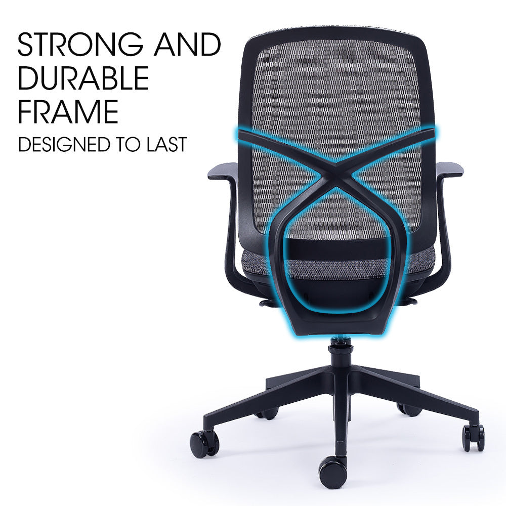 FORTIA Ergonomic Office Desk Chair, Coolmesh Fabric, Adjustable Recline, Dark Grey Mesh/Black Frame