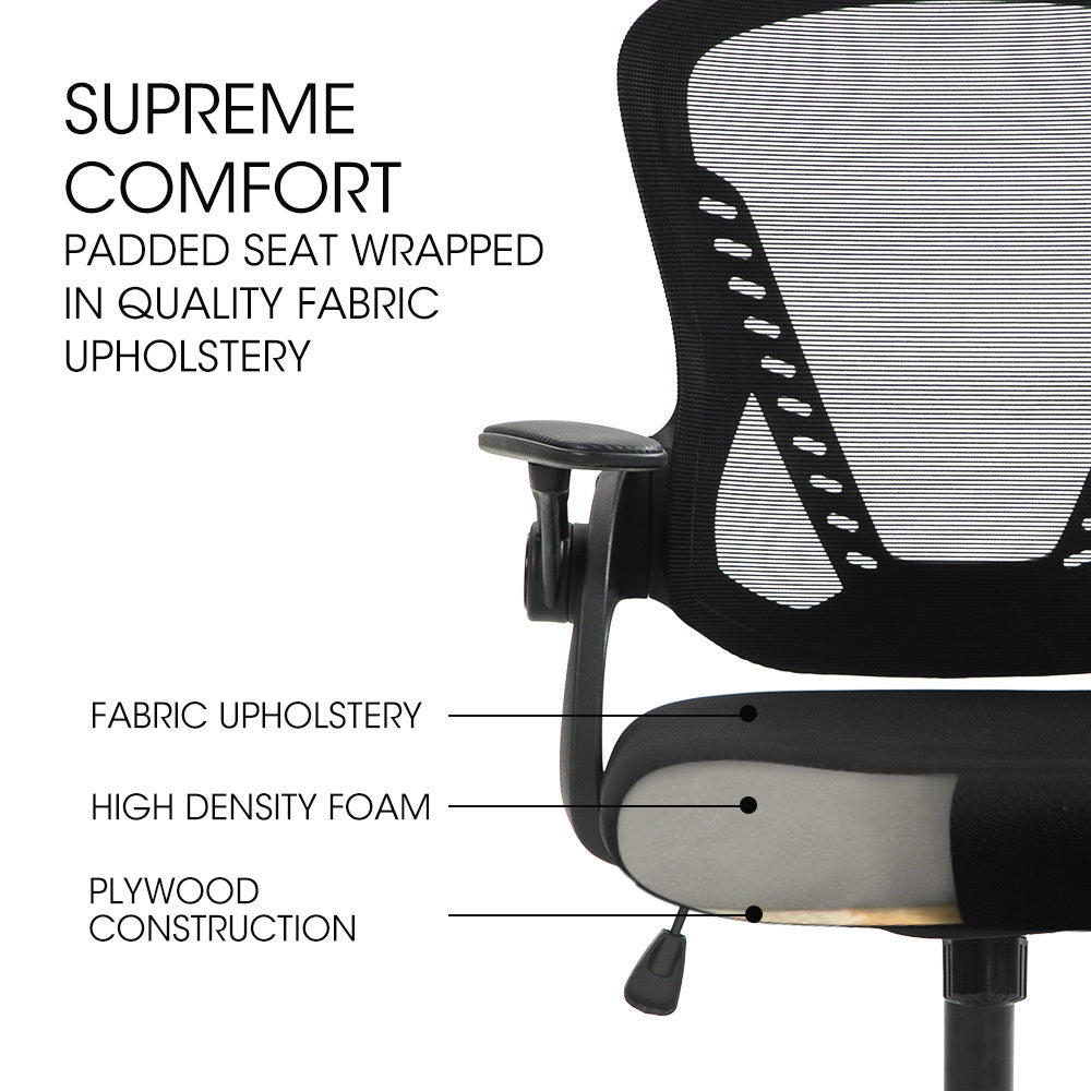 FORTIA Ergonomic Office Desk Chair, Coolmesh Fabric, Adjustable Recline, Black Mesh/Black Frame