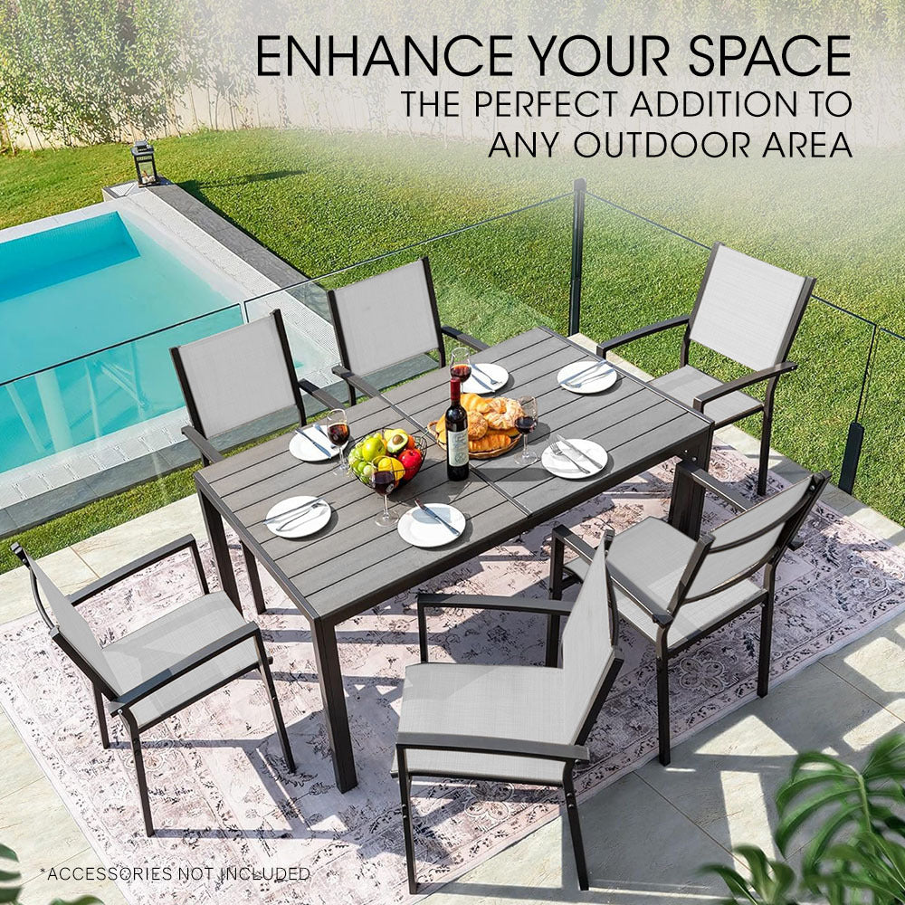 FORTIA 7pc Outdoor Dining Furniture Set, Table and Chairs Setting for Outside