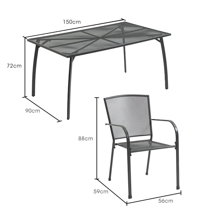 FORTIA 7pc Outdoor Dining Furniture Setting, Table and Chairs Set for outside with E-coating