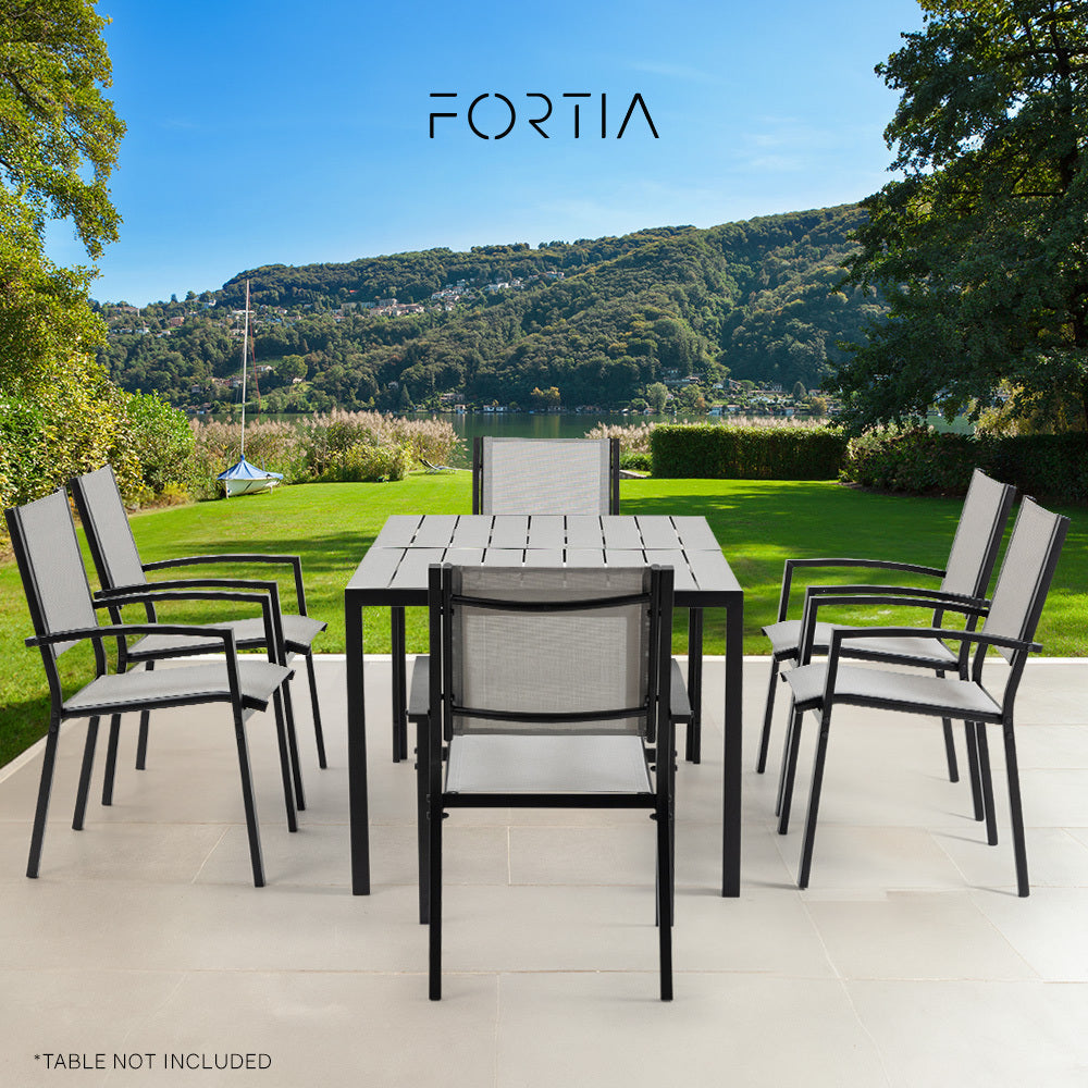 FORTIA 6pc Outdoor Dining Chair Set, for Outside