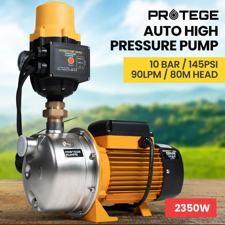 PROTEGE 2350W Automatic High Pressure Water Jet Pump, with Auto Digital Controller, for Rainwater Tank, Grey Water, Irrigation