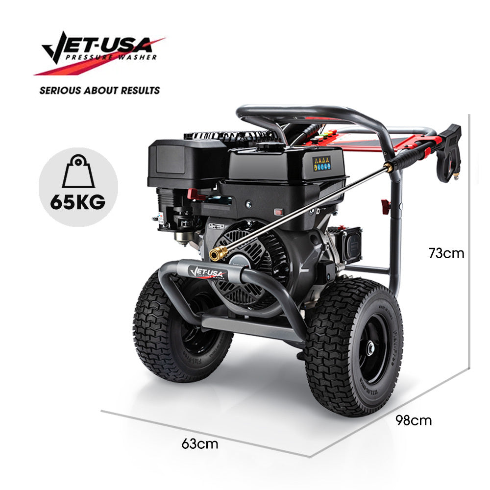 JET-USA 5000PSI Commercial Petrol Powered High Pressure Washer, 15HP 420cc, Italian Made Adjustable AR Pump, 20m Hose - TX870