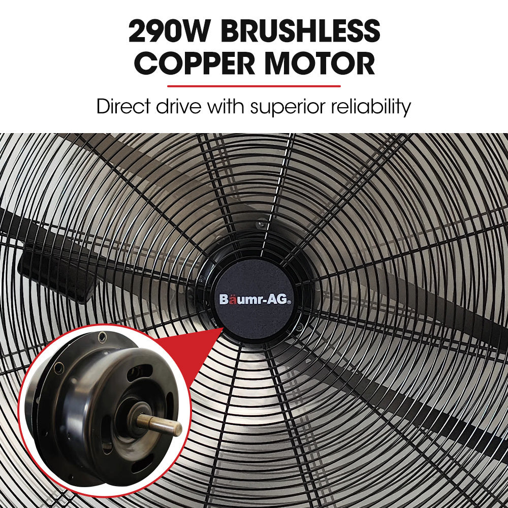 BAUMR-AG 36" 914mm Industrial Mobile Floor Drum Fan, 290W Brushless Motor, Tilting, Large, Commercial, Heavy-duty Frame, EESS Certified