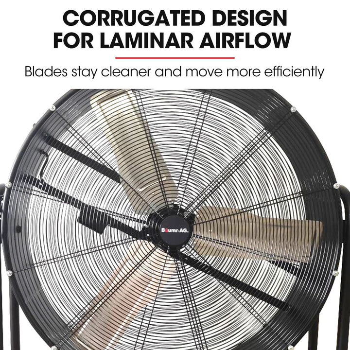 BAUMR-AG 36" 914mm Industrial Mobile Floor Drum Fan, 290W Brushless Motor, Tilting, Large, Commercial, Heavy-duty Frame, EESS Certified