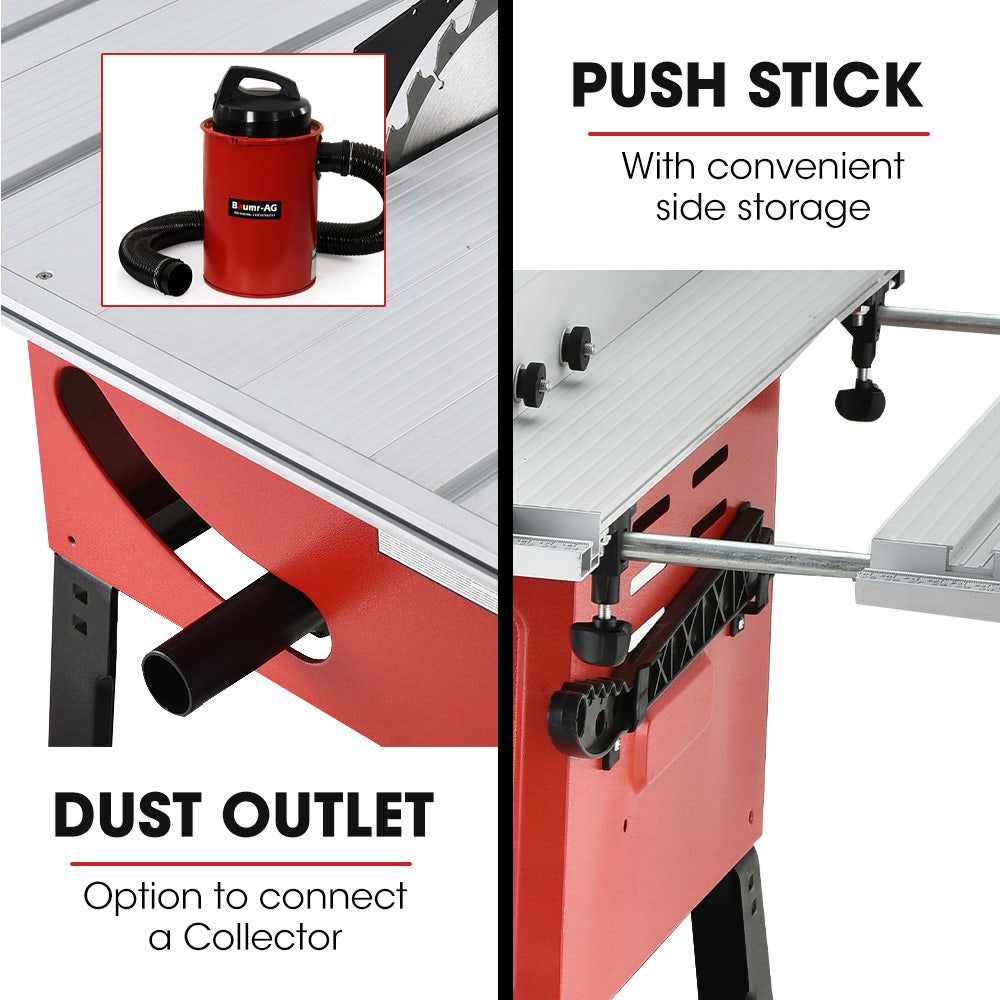 Baumr-AG 2000W 254mm Corded Table Saw with Stand, Extendable, Laser Guide