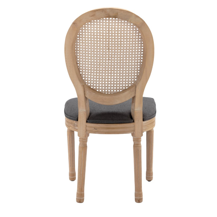 AADEN 8x Rattan Dining Chairs with Solid Wood Legs- Grey