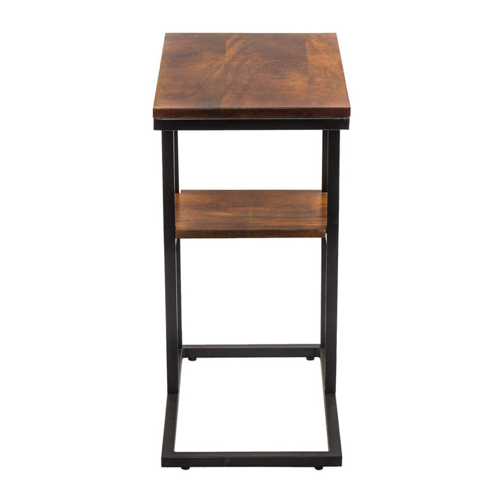 EKKIO C-Shaped 2-tier End Table with Anti Slip Base (Walnut)