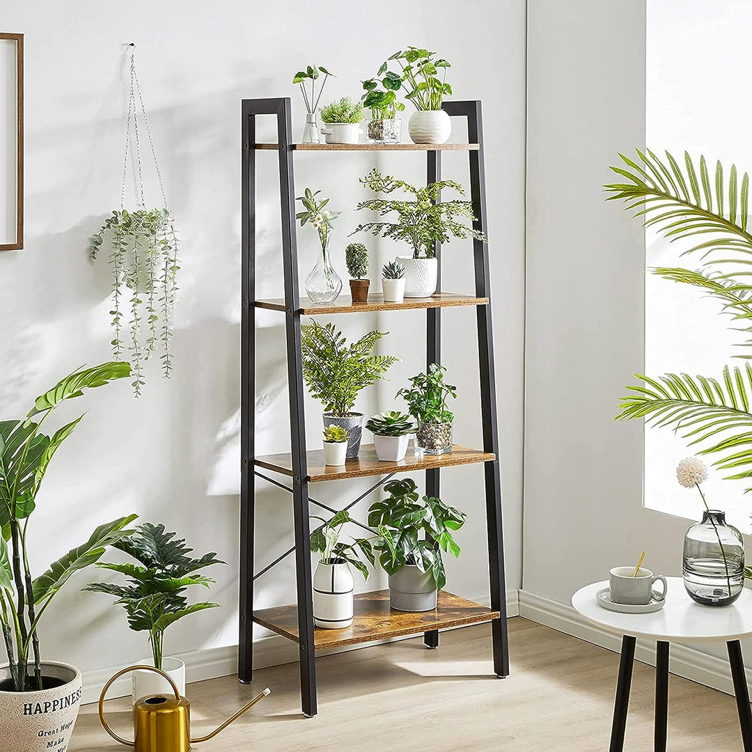 EKKIO 4-Tiers Metal Wood Ladder Shelf