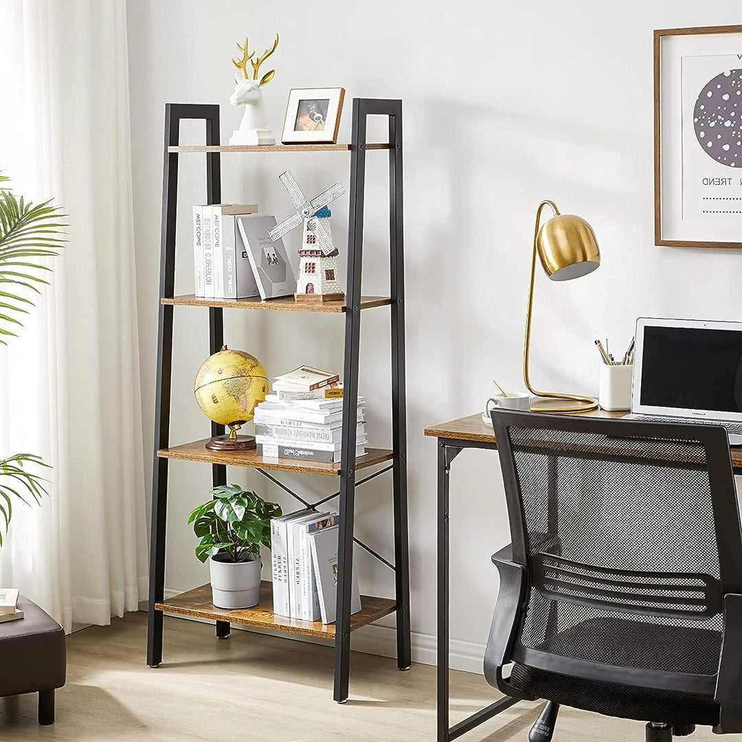 EKKIO 4-Tiers Metal Wood Ladder Shelf