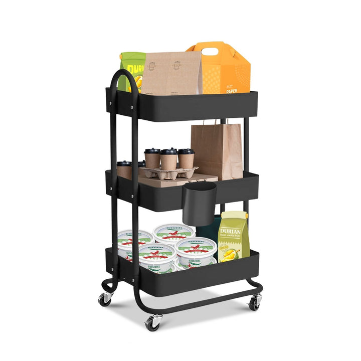 EKKIO Kitchen Trolley Cart 3 Tier (Black)