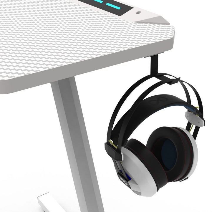 EKKIO RGB Gaming Desk Z Shape White 140cm