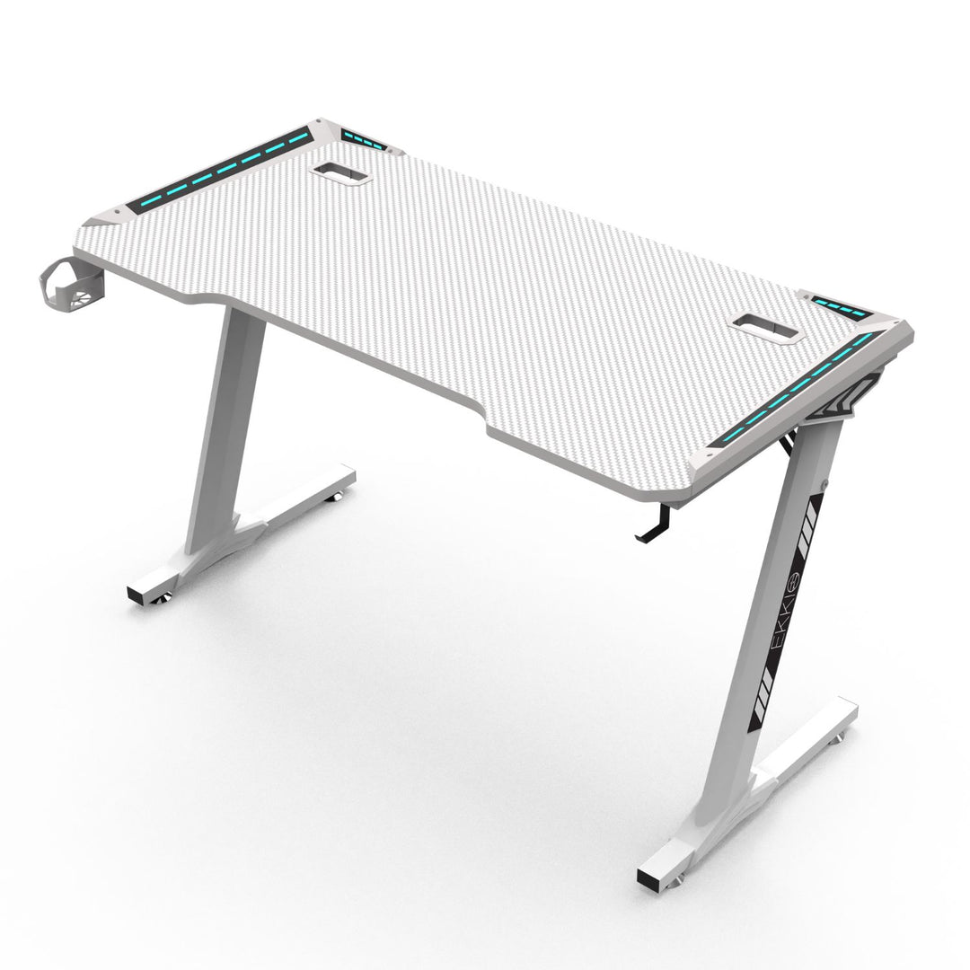 EKKIO RGB Gaming Desk Z Shape White 140cm