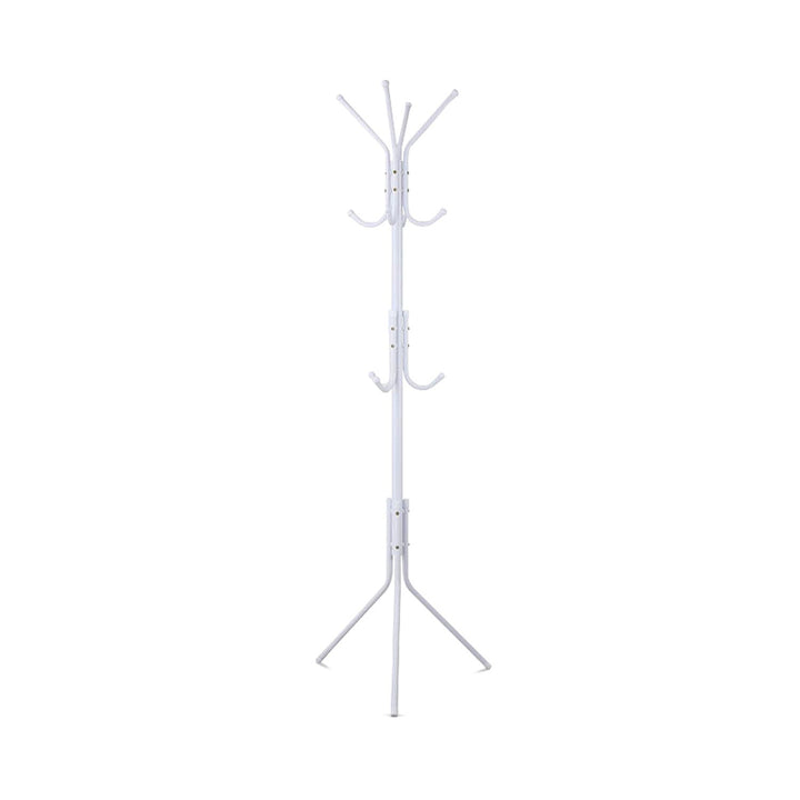 EKKIO 12 Hook Metal Coat Rack Stand with 3-Tier Hat Hanger (White)