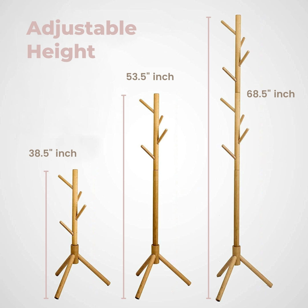 EKKIO 8 Hook Wood Coat Rack Stand (Wooden)