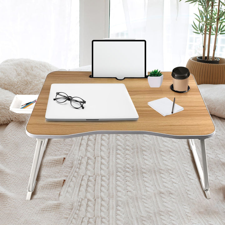 EKKIO Extra Large Multifunctional Portable Bed Tray Laptop Desk (White Oak)