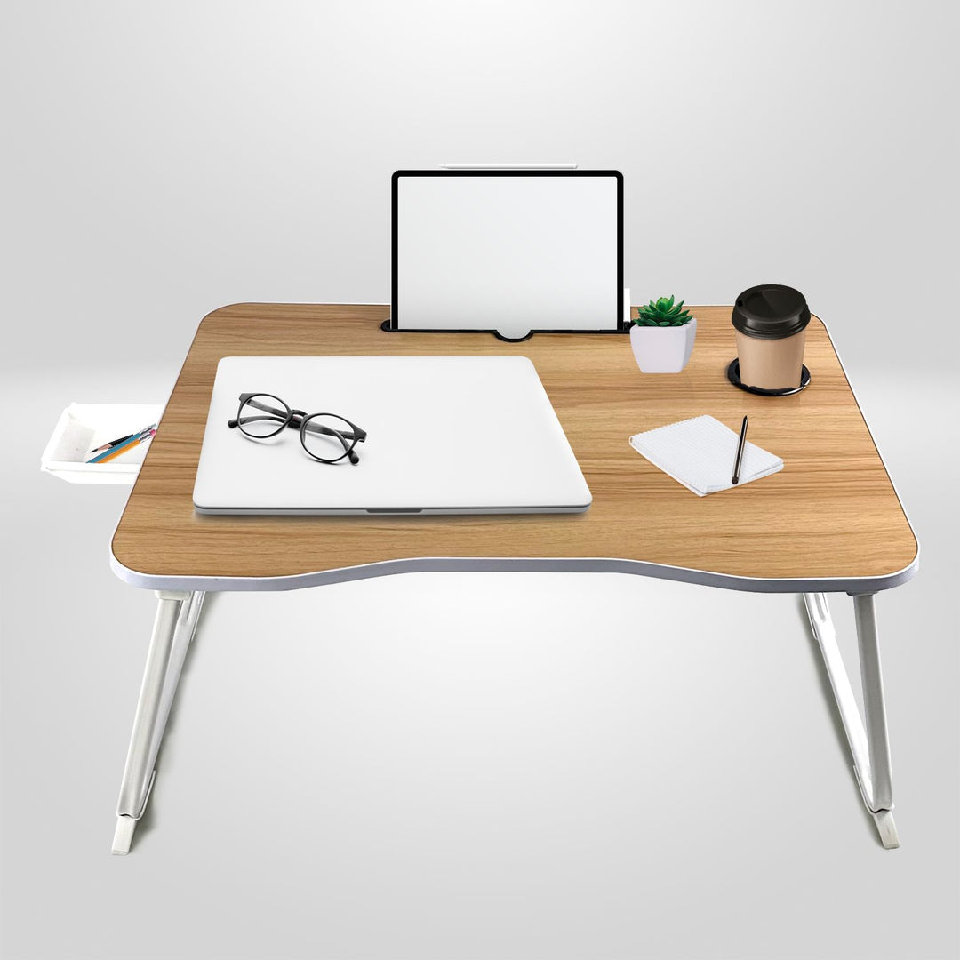 EKKIO Extra Large Multifunctional Portable Bed Tray Laptop Desk (White Oak)