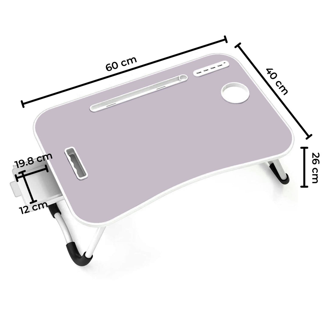 Ekkio Portable Laptop Bed Desk Foldable Legs with USB Charge Port Home Office Light Pink