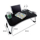 EKKIO Multifunctional Portable Bed Tray Laptop Desk with USB Charge Port (Black)