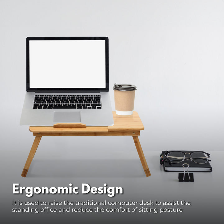 EKKIO Foldable Bamboo Laptop Bed Desk with Handles and Folding Legs