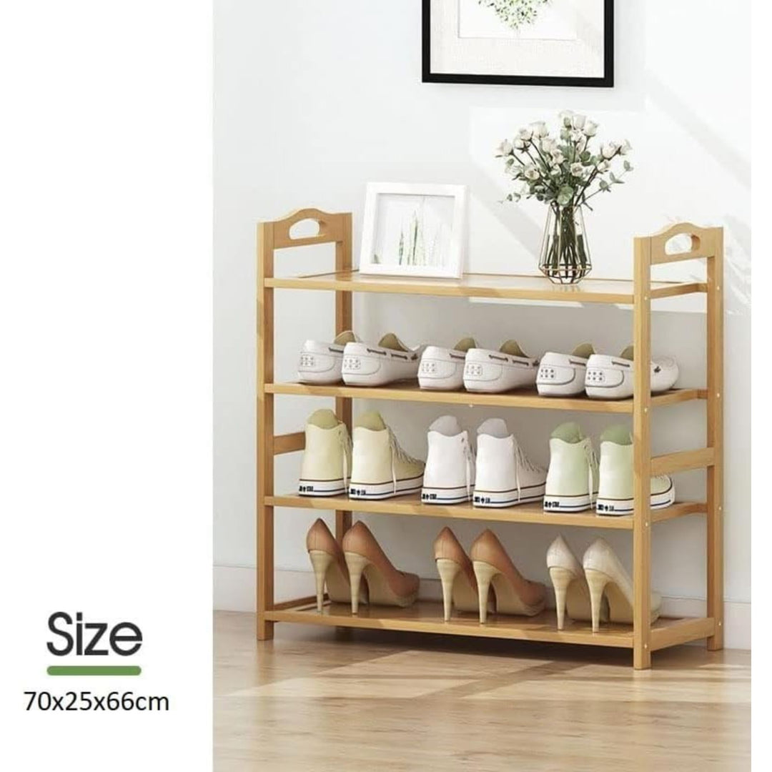 EKKIO 4 Tier Bamboo Shoe Rack Storage Organizer Stand Shelves