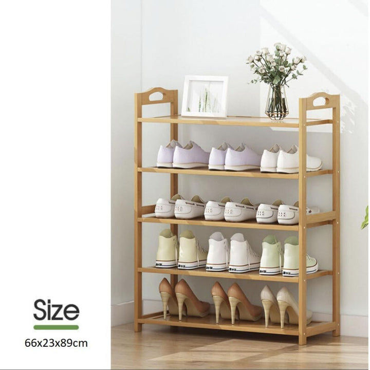 EKKIO 5 Tier Bamboo Shoe Rack Storage Organizer Stand Shelves