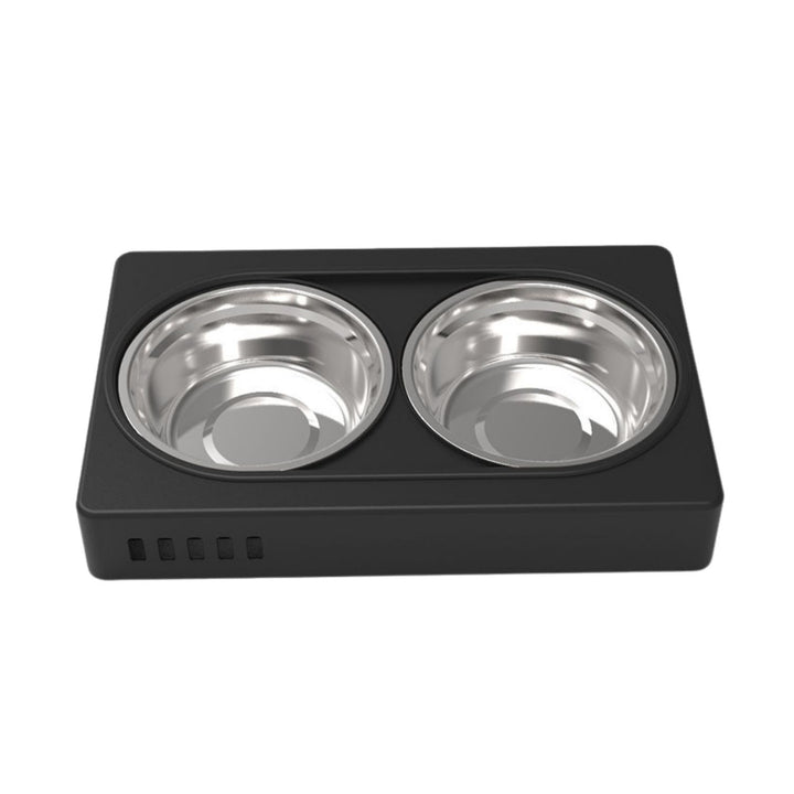 FLOOFI Elevated Raised Pet Feeder with Double Bowl (Black)