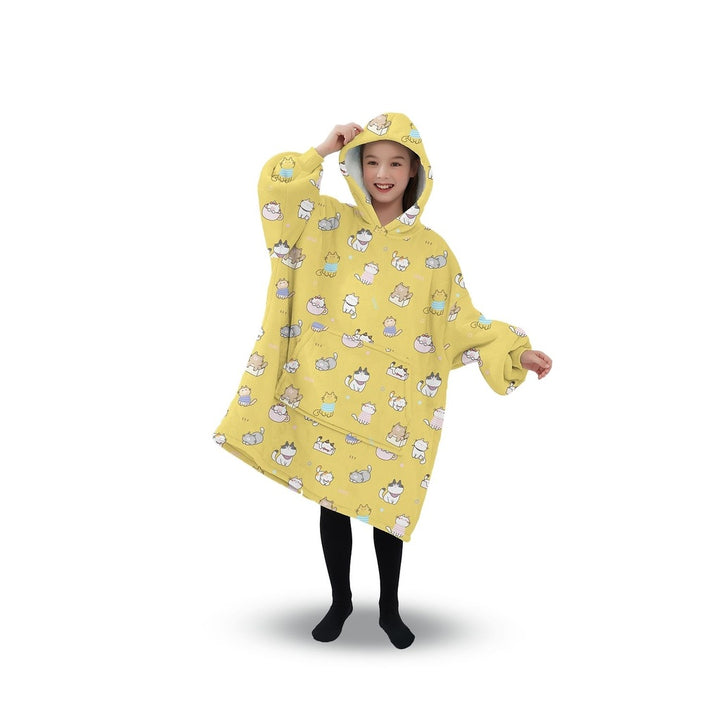 GOMINIMO Hoodie Blanket (Kids Cat yellow)