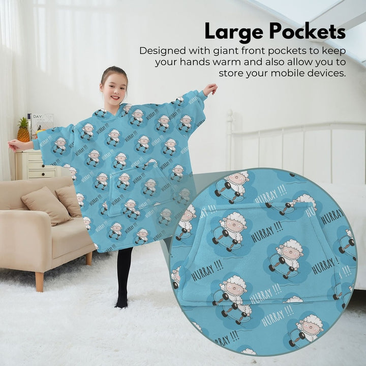 GOMINIMO Hoodie Blanket (Kids Sheep light blue )