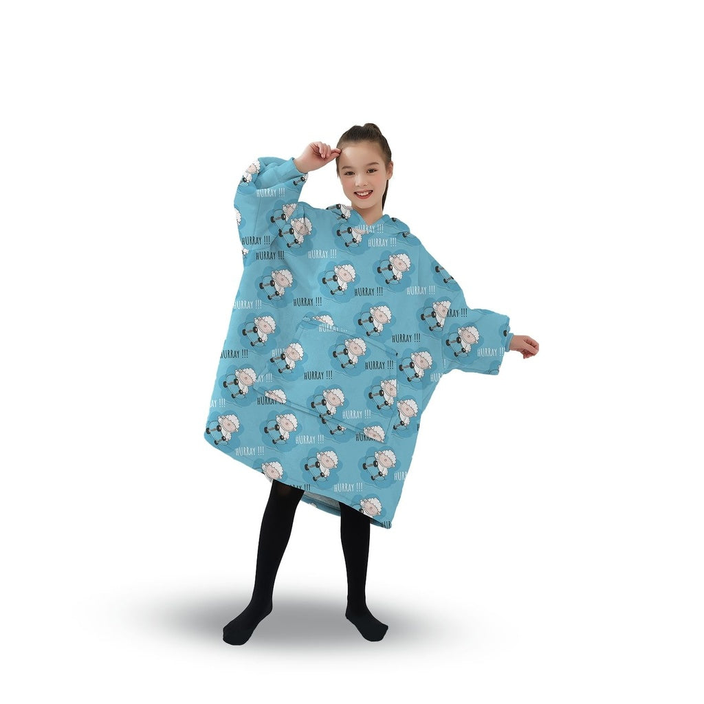 GOMINIMO Hoodie Blanket (Kids Sheep light blue )