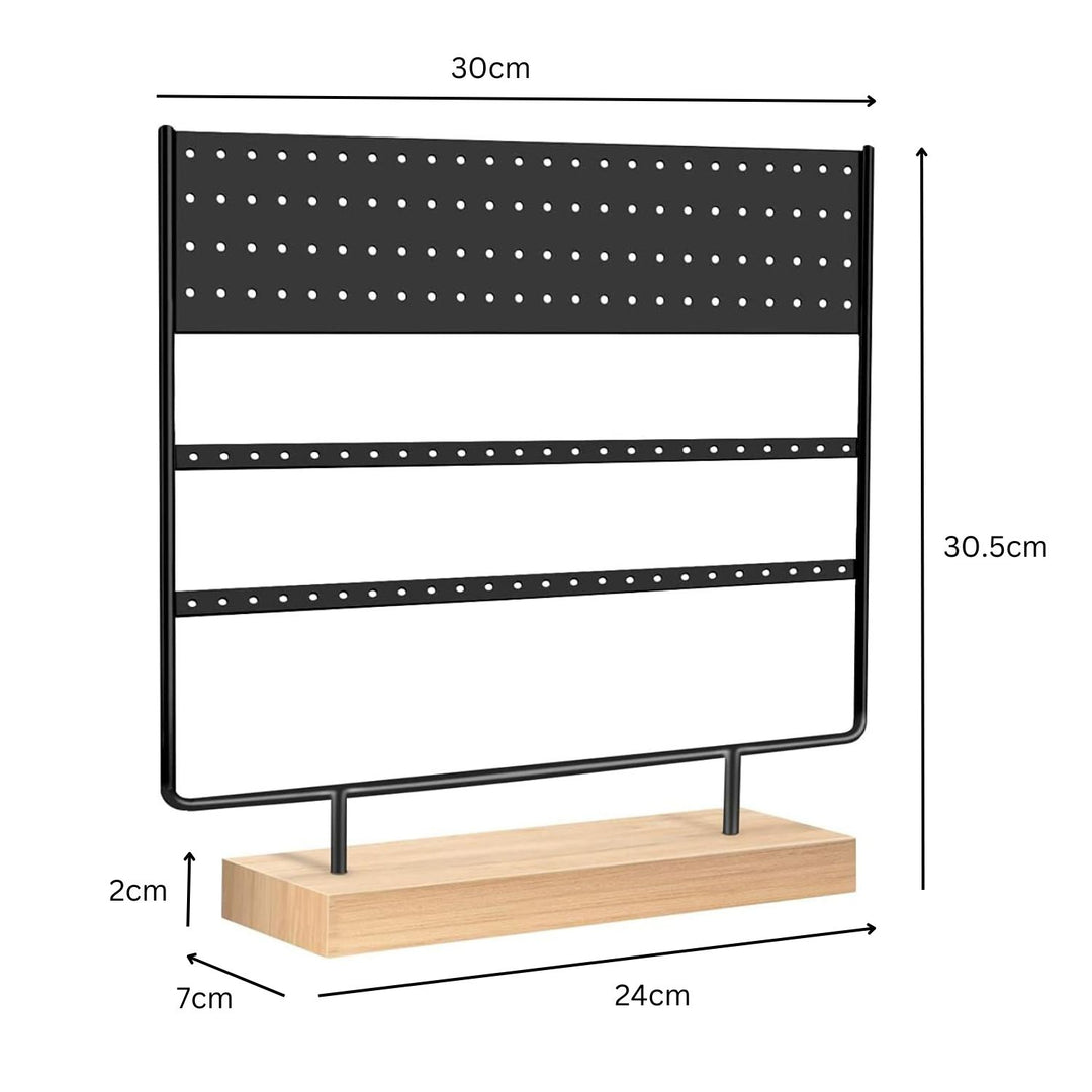 GOMINIMO Jewelry Organizer Stand Earring Display with Wooden Tray (Black)