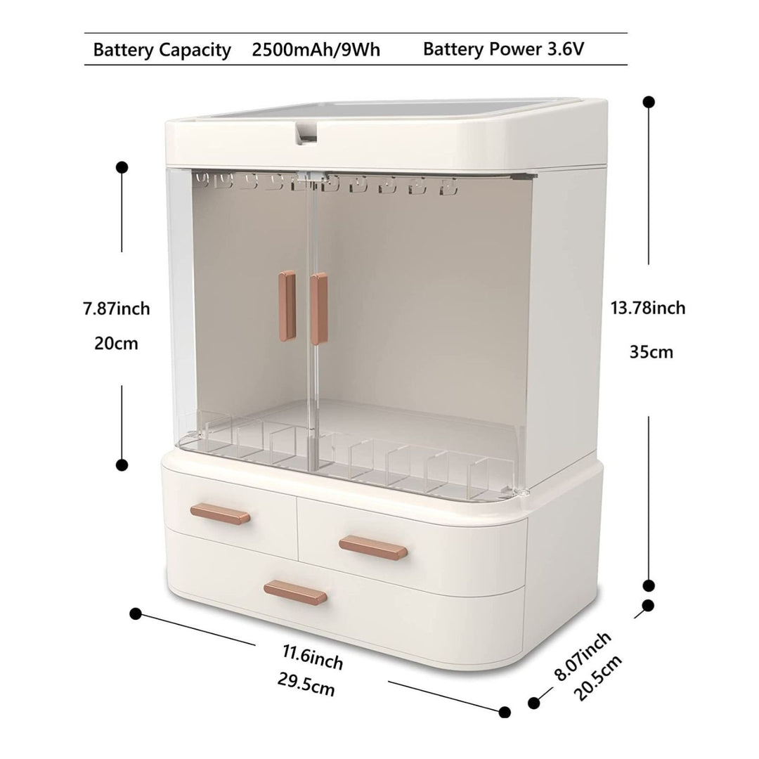 GOMINIMO LED Makeup Organizer with LED Makeup Mirror (White)